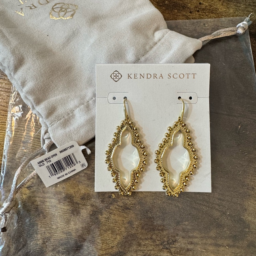 Kendra Scott “Abbie” Gold Beaded Open Frame Earrings